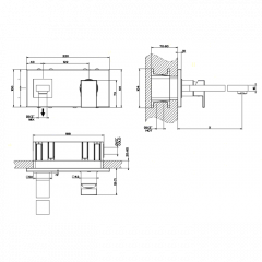 Gessi Rettangolo Встраиваемый однорычажный смеситель с инд.длиной излива (70-300мм)(внешние части), цвет: хром