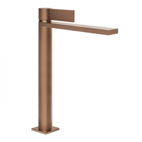GESSI INVERSO DIAMANTATO Смеситель для раковины высокий с донным клапаном "Stop&Go" и соединительными шлангами, цвет: Copper Brushed PVD