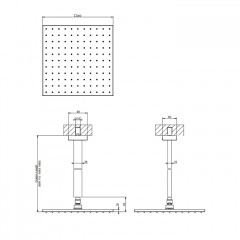 Gessi Rettangolo Верхний душ для потолочного крепления 300x300мм, СПЕЦРАЗМЕР-УКАЖИТЕ (высота от 115 до 1865мм), цвет: черный