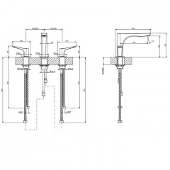 GESSI Rilievo Смеситель для раковины на 3 отв. без донного клапана h=125мм, излив 154мм, цвет: nero XL