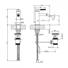 GESSI INGRANAGGIO Смеситель для биде на 1 отверстие, однорычажный , цвет Black Metal Brushed PVD