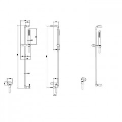 Gessi Goccia Душевая штанга с ручным душем и выводом воды из стены, цвет: черный