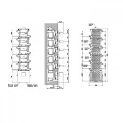 Gessi Rettangolo Встраиваемый термостат, подключение на 3/4", с 5ю независимыми выходами(внешние части), цвет: черный