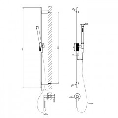 GESSI HABITO TRAME Душевой гарнитур с штангой, выводом воды, ручным душем и шлангом 1500 мм., цвет хром