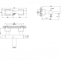 Gessi Rettangolo Термостатический смеситель для ванны с автоматическим переключателем ванна/душ, цвет: хром