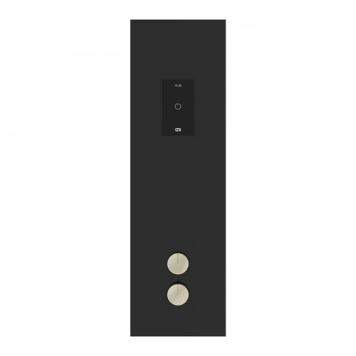 GESSI BINARIO Настенная панель сенсорного управления с термостатич смесителем HI-FI, закаленное стекло, внешняя часть, ручки Mirror Steel, цвет черный