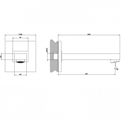 Gessi Rettangolo Настенный излив для ванны, для монтажа с удаленным управлением (не входит в комплект), цвет: хром