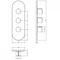 Gessi Tondo Welliness Внешняя часть встраиваем. термостатического смесителя , подкл на 3/4,с гориз/вертик установкой на 2 выхода, цвет хром