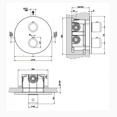 Gessi Goccia Встраиваемый термостат, подключение на 3/4"(внешние части), цвет: черный