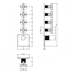 GESSI INCISO Встраиваемый термостатический смеситель на 4 источника, резьба 3/4" (внешние части), цвет: хром