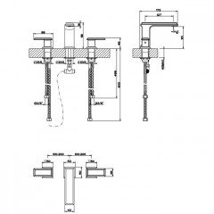 Gessi Eleganza Смеситель для раковины на 3 отверстия, без донного клапана, цвет: Finox