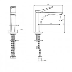 GESSI Rilievo Смеситель для раковины на 1 отв. без донного клапана h=153мм, излив 126мм , цвет: nero XL
