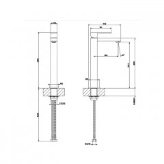 Gessi Rettangolo Смеситель для раковины с высоким изливом 128мм, цвет: черный