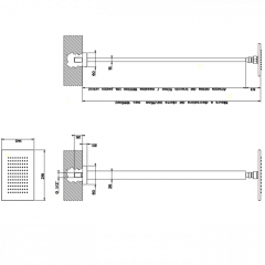 Gessi Rettangolo Верхний душ для потолочного крепления 216x140мм, высота от 115 до 1865мм, цвет: хром