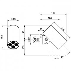 GESSI 316 DIAMANTATO Верхний душ 79 мм., с настенным креплением, тропический ливень, цвет Steel Brushed