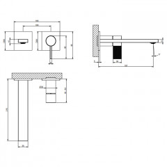 GESSI INVERSO RIGATO Внешняя часть настенного смесителя для раковины, цвет: Finox Brushed Nickel