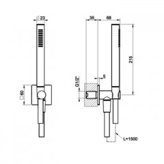 GESSI INVERSO Душевой комплект, состоящий из вывода воды, ручного душа ,шланг 1,50 м цвет: Black Metal PVD