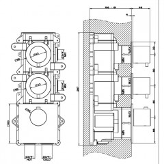 GESSI 316 Встраиваемый термостатический смеситель на 2 источника, резьба 3/4" (внешние части), цвет: steel brushed
