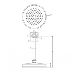 GESSI VENTI20 Верхний душ 200 мм., с потолочным держателем 288 мм., цвет черный матовый