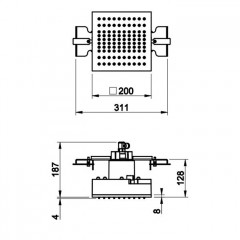 GESSI BINARIO Модуль 200х200 мм., тропический ливень, установка Shift-Fix, цвет Mirror Steel