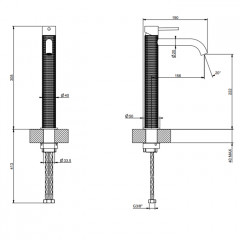 GESSI 316 Смеситель для раковины на 1 отверстие, высокий h=305мм, без донног клапана, излив 156мм, цвет: brushed black metal pvd