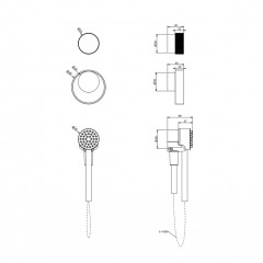 GESSI OUTDOOR Набор для душевой стойки 63207: ручка смесителя, ручка переключателя, ручной душ и шланг 1500 мм., цвет Black XL