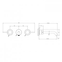 GESSI 316 Встраиваемый смеситель с изливом 200-180мм (внешние части), цвет:Black XL