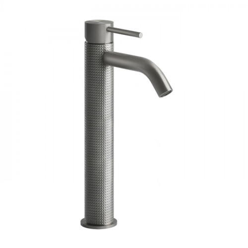 GESSI 316 Смеситель для раковины на 1 отверстие, высокий, h=305мм, без донного клапана, излив 123мм, цвет: steel brushed
