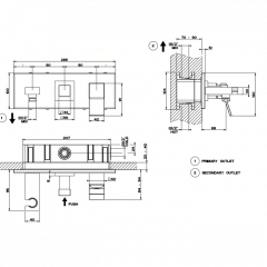 Gessi Внутренняя часть встраиваемого смесителя на 2 выхода