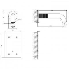 GESSI 316 TRAME Смеситель для раковины настенный, электронный, излив 200 мм., внешняя часть, цвет Steel Brushed