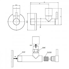 GESSI Запорный кран-фильтр для подвода воды к смесителю, круглый, цвет хром