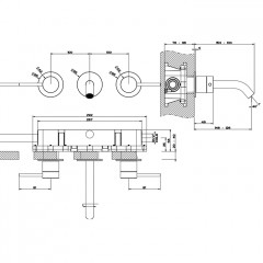 GESSI 316 Встраиваемый смеситель с изливом 146-126мм (внешние части), цвет: brushed black metal pvd