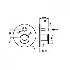 Gessi Anello Встраиваемый однорычажный смеситель на 2 выхода с перекл. (внешние части), цвет: хром