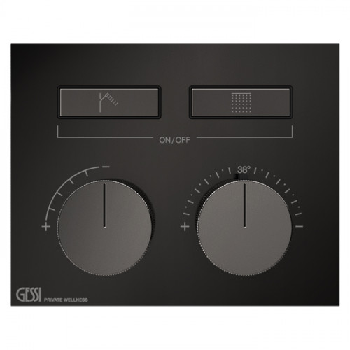 Gessi Hi-Fi Термостат для душа, с включением до 2 источников одновременно (внешняя часть), цвет: Black Metal PVD
