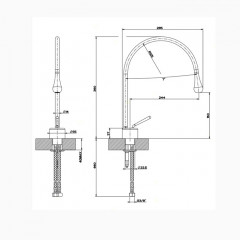 Gessi Goccia Смеситель для раковины на 1 отверстие, излив 244мм R=125, цвет: хром