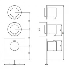 GESSI 316 Смеситель встраиваемый, термостатический, с 2 запорными вентилями, внешняя часть, цвет Brushed Brass PVD