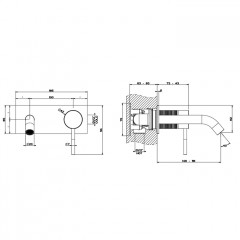 GESSI 316 Встраиваемый смеситель для раковины с изливом 146-116мм (внешняя часть), цвет: brushed black metal pvd