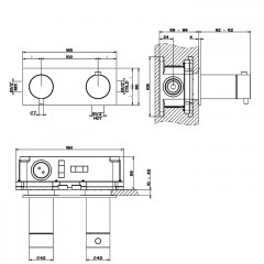 GESSI 316 Термостатический смеситель, с подключением на 3/4", фильтр, на 1 источник (внешняя часть), цвет: brushed black metal pvd