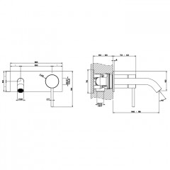 GESSI 316 Встраиваемый смеситель с изливом 147мм (внешние части), цвет: steel brushed