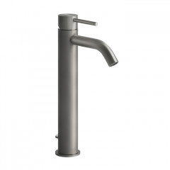 GESSI 316 Смеситель для раковины на 1 отверстие, высокий h=305мм, с донным клапаном, излив 123мм, цвет: steel brushed