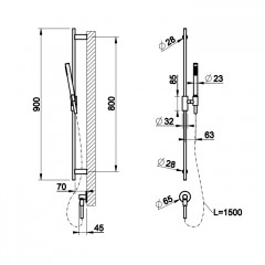 Gessi Ingranaggio Штанга в комплекте с душевой лейкой, шланг 1,50 м и вывод воды, цвет: хром