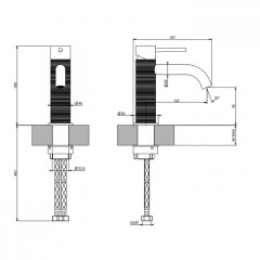 GESSI 316 Смеситель для раковины на 1 отверстие, без донного клапана, излив 123мм, цвет: brushed black metal pvd