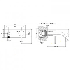 GESSI 316 Встраиваемый смеситель для раковины с изливом 146-116мм (внешняя часть), цвет: steel brushed