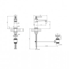 GESSI VENTI20 Смеситель для раковины на 1 отверстие, однорычажный, в комплекте с донным клапаном, цвет хром