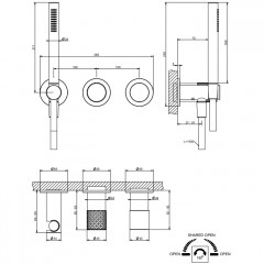 GESSI HABITO INTRECCIO Смеситель настенный встраиваемый, однорычажный, с перекл. на 2 положения, с ручн душ,настенным держ, цвет Black Metal Br. PVD
