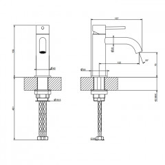 GESSI 316 Смеситель для раковины на 1 отверстие, без донного клапана, цвет Black XL