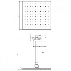 GESSI Rilievo Потолочная душевая головка шарнирная 250x250 мм на 1/2", цвет: nero XL