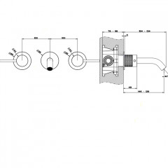 GESSI 316 Встраиваемый смеситель для раковины на 3 отверстия, излив 146-128мм (внешние части), цвет: steel brushed