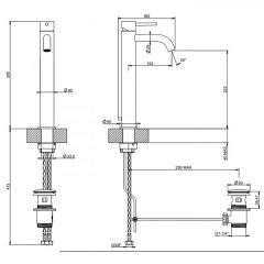 GESSI 316 Смеситель для раковины на 1 отверстие, высокий h=305мм, с донным клапаном, излив 123мм, цвет: brushed black metal pvd