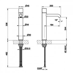 GESSI HABITO CESELLO Смеситель для раковины высокий без донного клапана, с соединительными шлангами, цвет Copper Brushed PVD